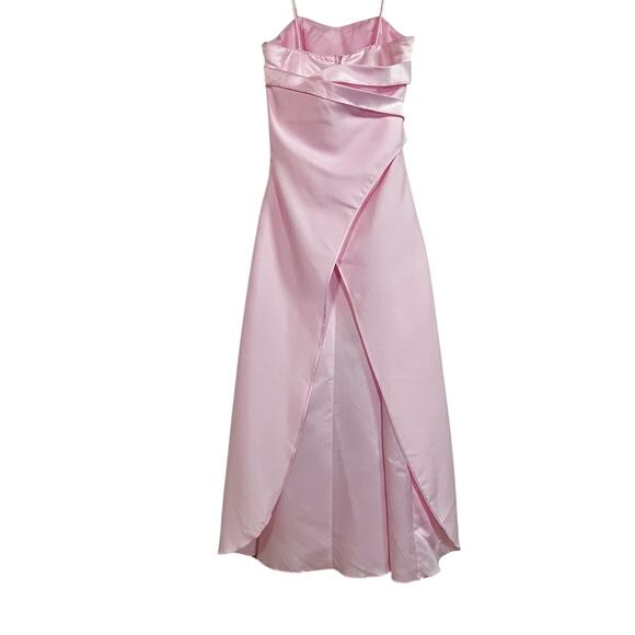 Vintage 90s Y2K Romantic Pink Maxi Formal Dress Beaded Layered Satin Gown SMALL - Picture 7 of 14